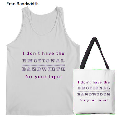 white tank top and a tote bag with text