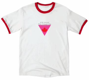 mock up of the design on a ringer tee